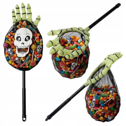 Ręka Szkielet Halloween Świecąca w Ciemności Łapka Worek na Cukierki 53 cm