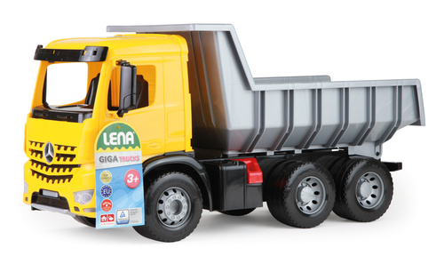 Duże Auto Wywrotka Żółta Mercedes Actros 3 osie Maxi Lena 63 cm Wytrzymała
