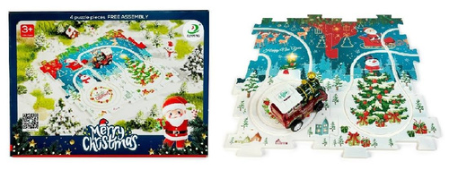 KOLEJKA PUZZLE ŚWIĄTECZNE Z LOKOMOTYWĄ KARTON  
puzzle z motywem świątecznym, 4 elementy, z których budujemy swój tor,+ lokomotywa 
zasilanie :bateria AAA- niezałaczona
wymiary: 26 x 26 x 9,2 cm, wymiary opakowania: 19,5 x 14,5 x 4,5 cm
