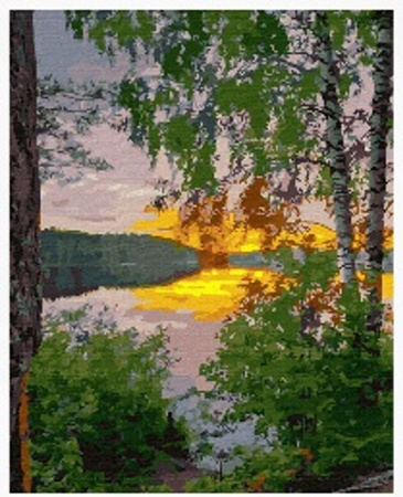 Malowanie Po Numerach Jeziory w Lesie 40X50 Na Ramie