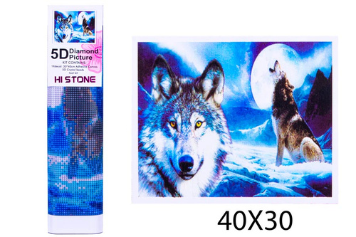 DIAMENTOWA MOZAIKA HAFT DIAMENTOWY WILKI W PEŁNI