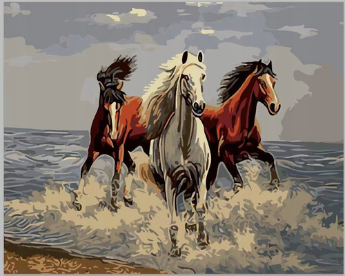 Malowanie Po Numerach Trzy Galopujące Konie 40X50 Cm Na Ramie Kreatywne