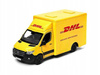 Mercedes DHL Auto Dostawcze Metalowe Kurier Pull Back Otwierane Tylne Drzwi