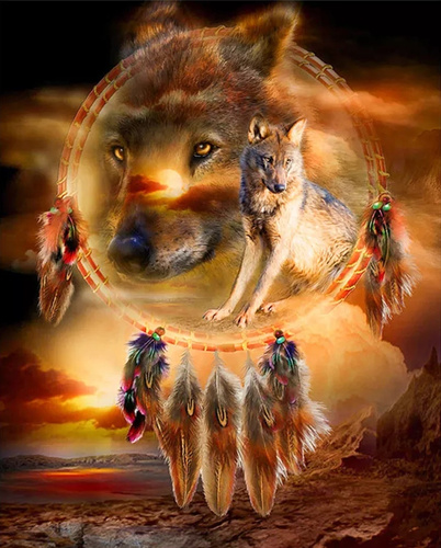 Diamentowa Mozaika Haft Wilka 30x40