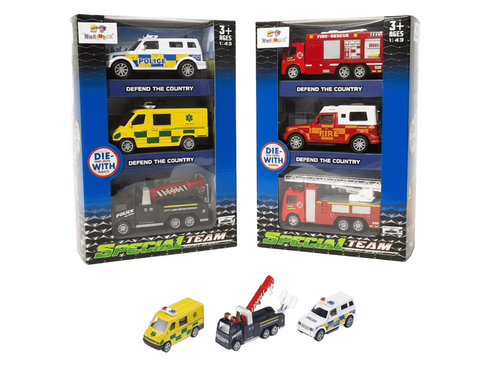 Zestaw Aut Special Team 3 Auta Służby Miejskie Mechanizm Pull Back