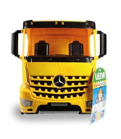 Duże Auto Wywrotka Żółta Mercedes Actros 3 osie Maxi Lena 63 cm Wytrzymała