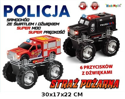 AUTO STRAŻ /POLICJA URUCHAMIANE NA DACHU KARTON / 16/8
Wymiary 30x17x22 cm