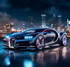 Diamentowa Mozaika Czarne Bugatti Chiron Na Tle Panoramy Miasta 30x40 Cm