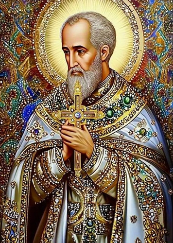 Diamentowa Mozaika Święty Mikołaj Ikona 30X40 Cm Kreatywne