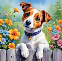 Malowanie Po Numerach Pies Jack Russell Terrier Za Płotem 40X50 Cm Na Ramie