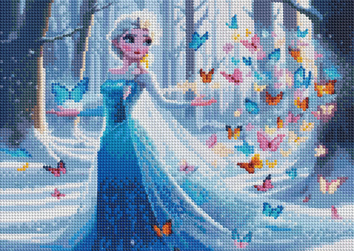 Diamentowa Mozaika Lodowa Księżniczka Z Czarodziejskimi Motylami 30x40 Cm