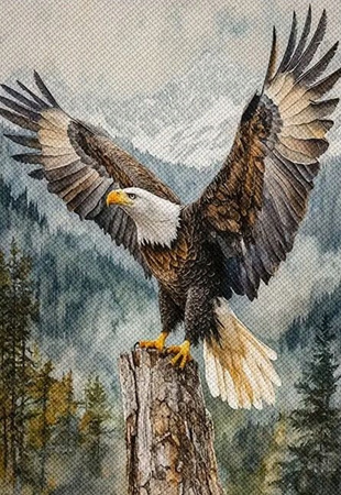 Diamentowa Mozaika Ptak Orzeł Z Rozłożonymi Skrzydłami 30x40Cm Kreatywne