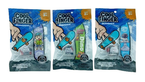 MINI DESKOROLKA COOL FINGER SASZETKA, pak 768,
różne wzory i kolory, w zestawie deskorolka do samodzielnego zmontowania,
wymiary bliserta: 16 x 10 x 2 cm