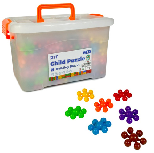 KLOCKI 3D PRZESTRZENNE UKŁADANKA KORALIKI PLASTIKOWE 600 KLOCKÓW