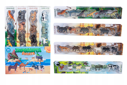 Zestaw Zwierząt Figurki Dinozaury, Zwierzęta Domowe, Dzikie Safari W Tubie