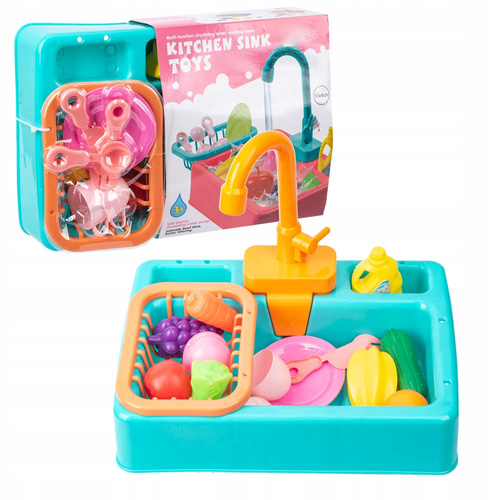 Zlewozmywak Z Pompką Na Wodę Oraz Naczyniami I Owocami