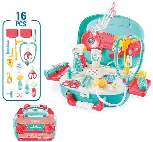 ZESTAW LEKARSKI W WALIZCE ZE ŚWIATŁEM I DŹWIĘKIEM, PAK 24/12
baterie (4*AG10 + 2 * AG13) zestawie
16 elementów: stetoskop, młoteczek, strzykawka, kroplówka
wymiary zamkniętej skrzynki: 27 x 10 x 22,5 cm
wymiary otwartej skrzynki: 39,5 x 30 x 26 cm