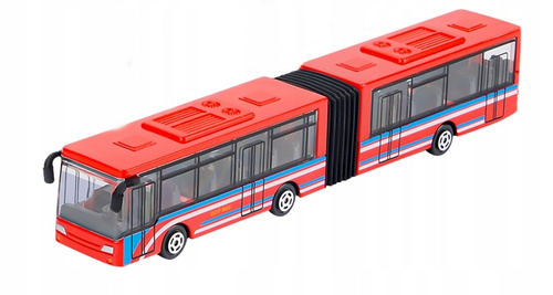 Autobus Miejski Duży Czerwony Metalowy Przegubowy 23 Cm Zabawka Dla Dzieci