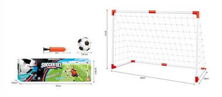 ZESTAW DO GRY W FOOTBALL, pak-60

Wymiar opakowania: 57cm x 17cm x 4,5cm
Wymiar bramki : 80cm x 57cm x 34cm

W zestawie: bramka, piłka, pompka do piłki
