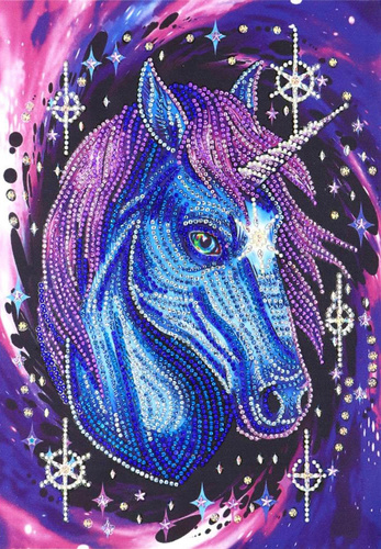 Diamentowa Mozaika Haft 7D Głowa Jednorożca Kosmos 30X40 Cm