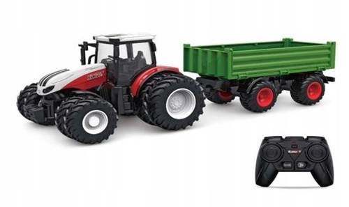 Traktor Zdalnie Sterowany Na Radio Zielony Z Kontrolerem Oraz Przyczepką