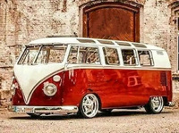 Malowanie Po Numerach Autobus Vw Ogórek Czerwony 40X50 Z Ramą