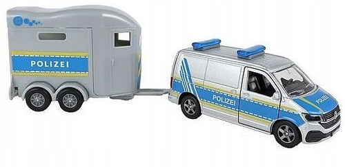 Auto Policyjne Metalowe z Przyczepą Transporter Koni Samochód Policja 3+