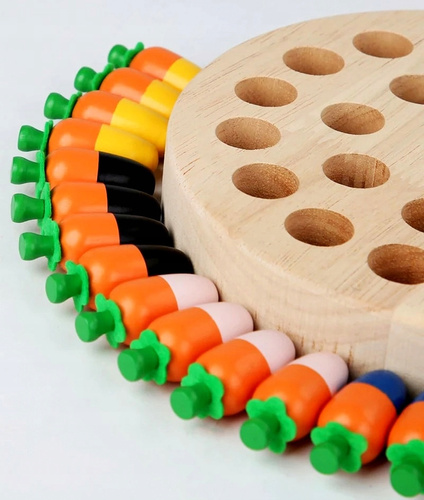 Drewniana Układanka Gra Pamięciowa Dla Dzieci Rozwijająca Marchewki