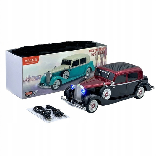 Radio Głośnik W Kształt Auta Limuzyna Retro Czerwone Głośnik Bluetooth AUX