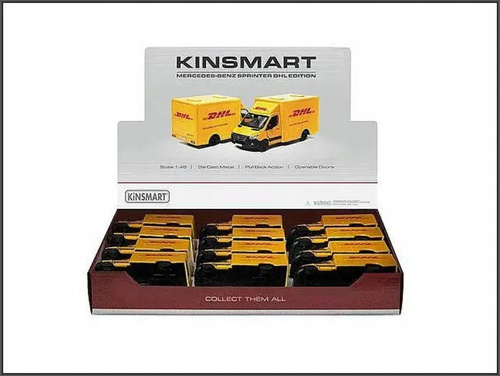 Mercedes DHL Auto Dostawcze Metalowe Kurier Pull Back Otwierane Tylne Drzwi