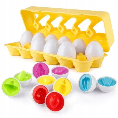 Klocki Jajka Edukacyjne 12 Szt Do Nauki Kształtów I Kolorów Montessori