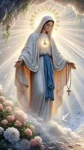 Diamentowa Mozaika Matka Boska Z Różańcem 30x40 Cm Kreatywne Diamenty