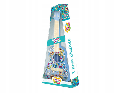 Ukulele Zabawkowe Niebieskie W Wzory Nauka Gry Na Instrumencie Muzycznym