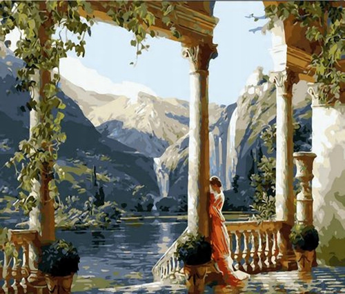 Malowanie Po Numerach Kobieta Na Tarasie 40X50