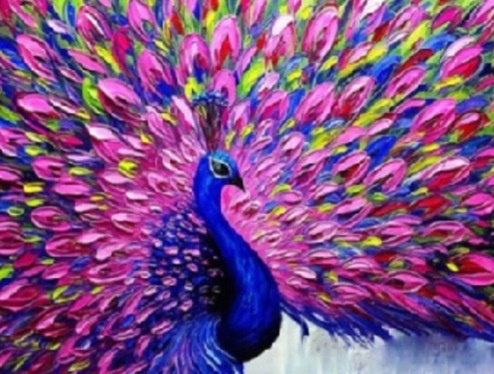 Malowanie Po Numerach Paw Z Różowym Ogonem 40X50 Cm Na Ramie Kreatywne