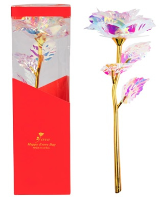 RÓŻA ZŁOTA TRANSPARENT W OPAKOWANIU