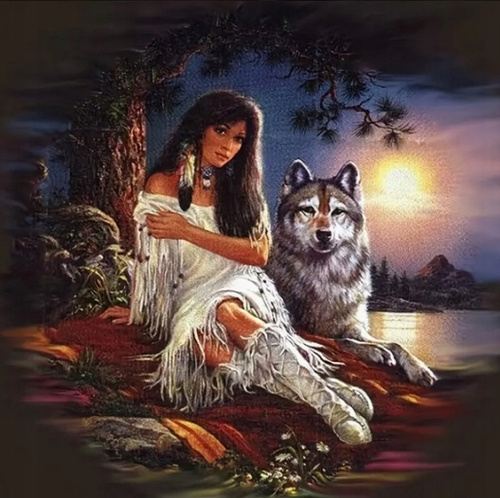 Malowanie Po Numerach Kobieta Siedząca Indianka 40X50 Cm Na Ramie Kreatywne