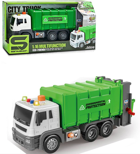 NORIMPEX POJAZD ŚMIECIARKA WYTRZYMAŁE AUTO SAMOCHÓD ZE ŚWIATŁEM I DŹWIĘKIEM ZIELONA