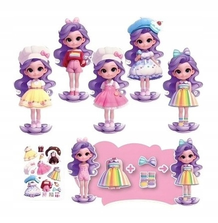 Lalka Zabawa W Ubieranie Lalki Ubranka Fioletowa Magnetyczne Dopasowanie