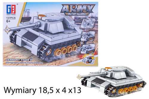 KLOCKI SERIA ARMIA CZOŁG 4w1 GERMAN TIGER II 137el