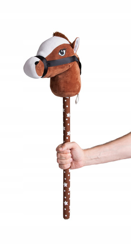 Pluszowa Głowa Konia Na Kiju Z Dźwiękiem Horse Dla Dzieci Zabawka Brązowa