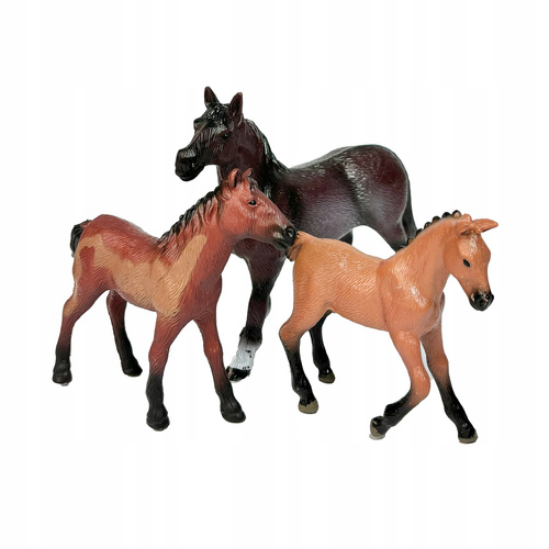 Zwierzęta Domowe Wiejskie Farma Figurki 3 Konie + Wiata Ogrodzenie