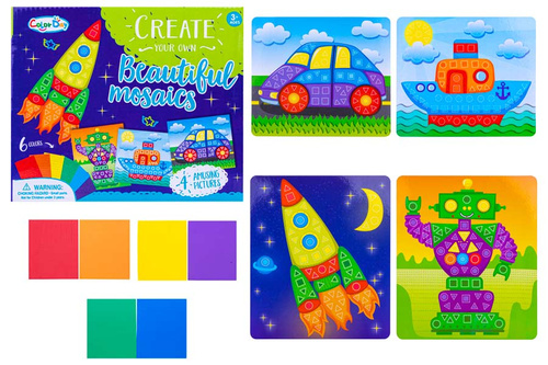 MOZAIKA PIANKOWA 4 RYSUNKI POJAZDY KARTON PAK 72/36
Dł 21 cm x Sz 5,5 cm W 18 cm
Waga : 163 g