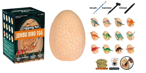 SKAMIELINA JUMBO JAJKO DINOZAURA  Z 12 FIGURKAMI +12 KART ANGIELSKIM OPISEM KARTON  ; pak 24 
Wymiary Opakowania : 17cm x 13cm x 12,5cm
