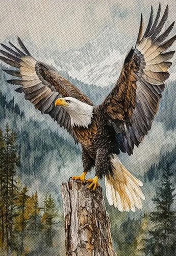 Malowanie Po Numerach Ptak Orzeł Szykujący Się Do Lotu 40X50 Cm Na Ramie