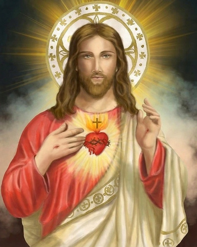 Malowanie Po Numerach 40 X 50 Cm Jezus Serce W Koronie Cierniowej Z Ramą