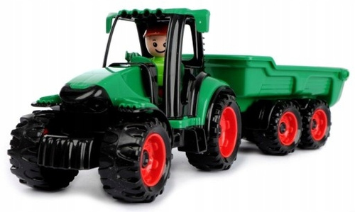 Traktor Z Przyczepką Autko Lena Trucks Zielony 38 Cm Zabawka Wytrzymała