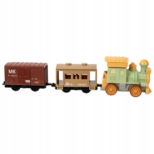 KOLEJKA WESOŁA LOKOMOTYWA CIUCHCIA POCIĄG RETRO Z WAGONAMI NAPĘD