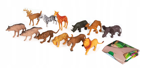 Dzikie Zwierzęta Figurki Safari 12 Szt + Mata