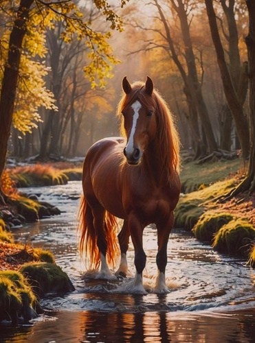 Malowanie Po Numerach Koń W Strumieniu 40X50 Cm Na Ramie Kreatywne